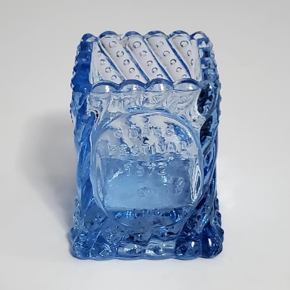 1972 St. Clair Glass Light Blue Art Glass Festival Souvenir Toothpick Holder - Picture 9 of 13